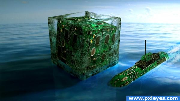 borg cube city floating